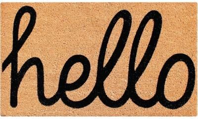 A1 Home Collections First Impression 'HELLO' Entry Coir Flocked Doormat