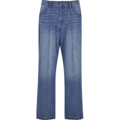 Bequeme Jeans URBAN CLASSICS "Urban Classics Wide Leg Denim With Dividing Seams", Herren, Gr. 33, Normalgrößen, blau (mid tiefblau washed), 100% Baumwolle, unifarben, Jeans