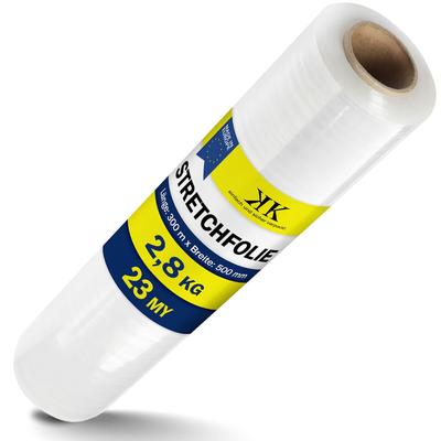 KK Verpackungen 24 Rollen Stretchfolie Palettenfolie Wickelfolie 23 my 500mm x 300m transparent