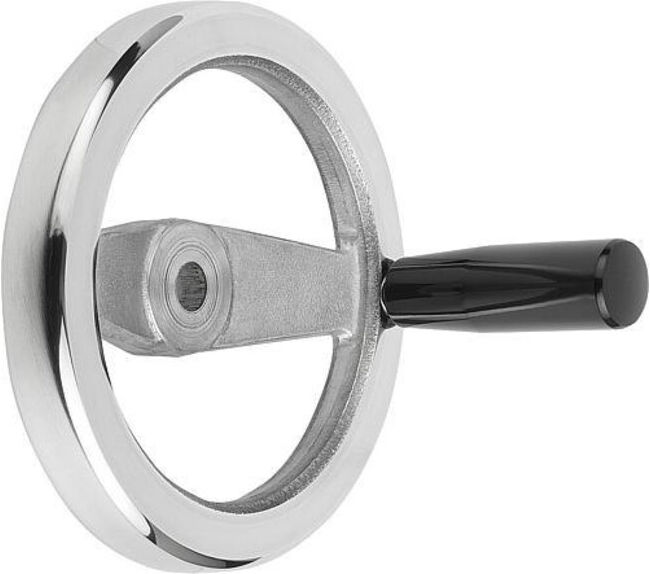 KIPP Volant à rayons 2 rayons Ø100 Alésage 10H7 Aluminium Poignée Duroplast (K0162.4100X10)