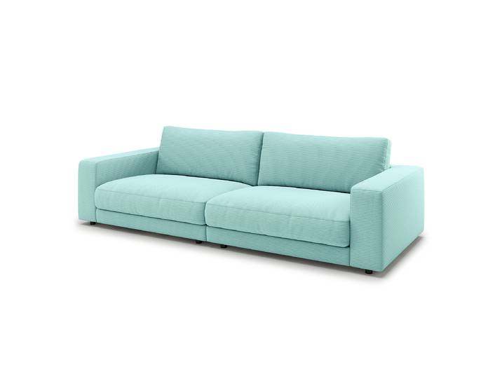 Big-Sofa Blau Cordstoff Catia 290 x 86 x 127cm Modern Polyurethanschaum