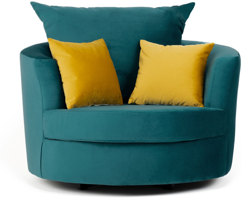 Fairmont Park Laci Velvet Swivel Armchair Ocean 90cm H X 115cm W X 115cm D