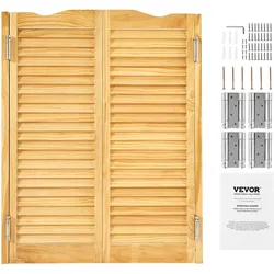 VEVOR Saloontür, 805x28x1060 mm, Schwingtür mit Scharnieren & Beschlagsatz, Flügeltür, einfach zu installieren, gewölbte Innenschwingtüren für Cafés, Flur, Küche, Bar, Pub, Eingang, Holzfarbe