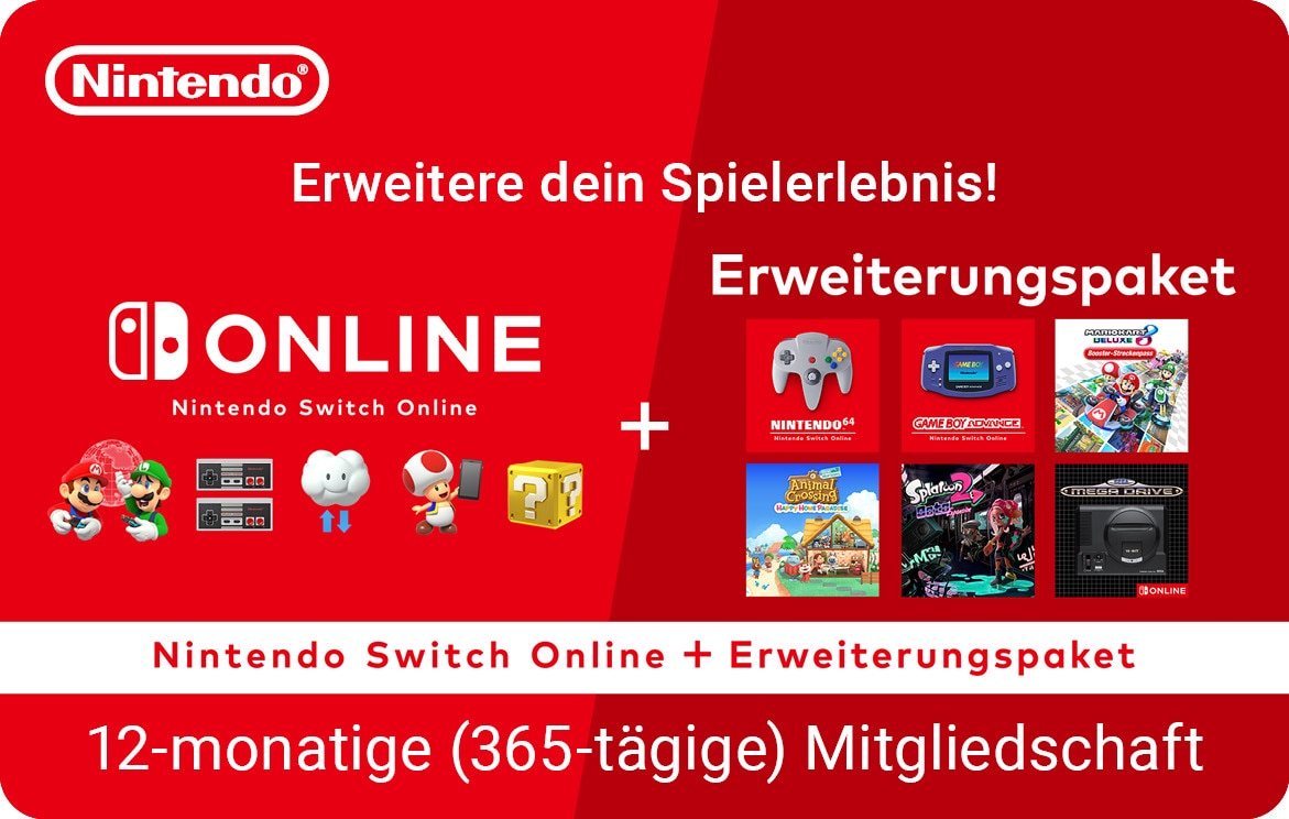 Nintendo Switch Online 365 Tage Einzelmitgliedschaft + Erweiterungspaket - Digitaler Code