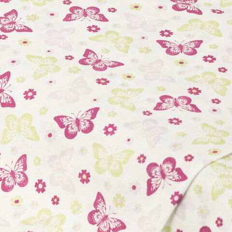 Baumwollstoff Schmetterling "Mona", weiß-color