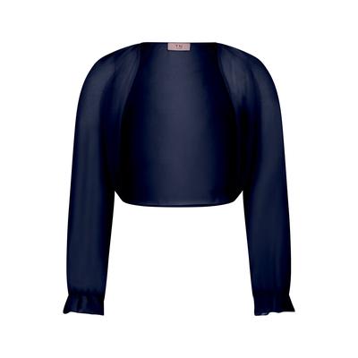 Bolerojacke VERA MONT "Damen mit gekräuseltem Ausschnitt", Damen, Gr. 42, blau (night sky), Chiffon, Obermaterial: 100% Polyester, lässig geschnitten, Raglanärmel, Jacken