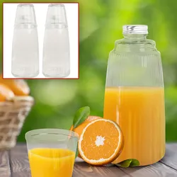 2er-Set Glasflasche mit Trinkglas 1L - Hygienisch & stilvoll für Wasser/Säfte - Geripptes Design - Nachhaltig & geruchsneutral - 230ml Gläser