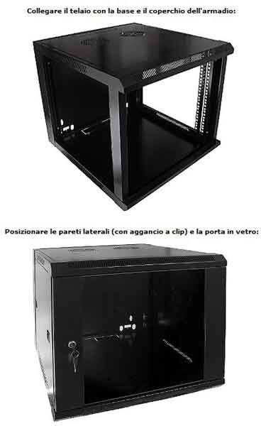 Armadio Rack Pensile Nero Ral9004 19" 9u 600mm