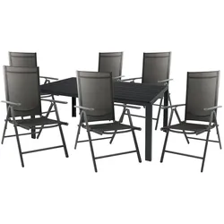 Mojawo 7tlg Gartengarnitur Sitzgarnitur 180x90cm Aluminium Non-Wood Anthrazit