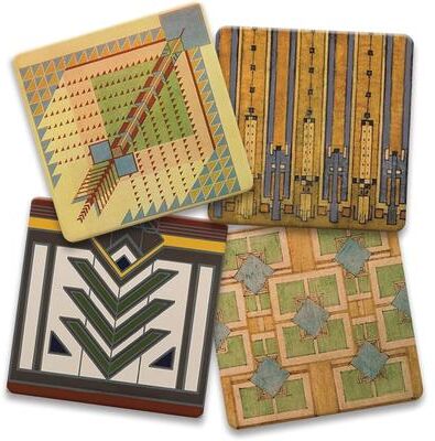 Thirstystone Assorted Rug Designs 4-Pack Stone Coasters with Protective Cork Backing Made in The USA Absorbent Easily Wipes Clean