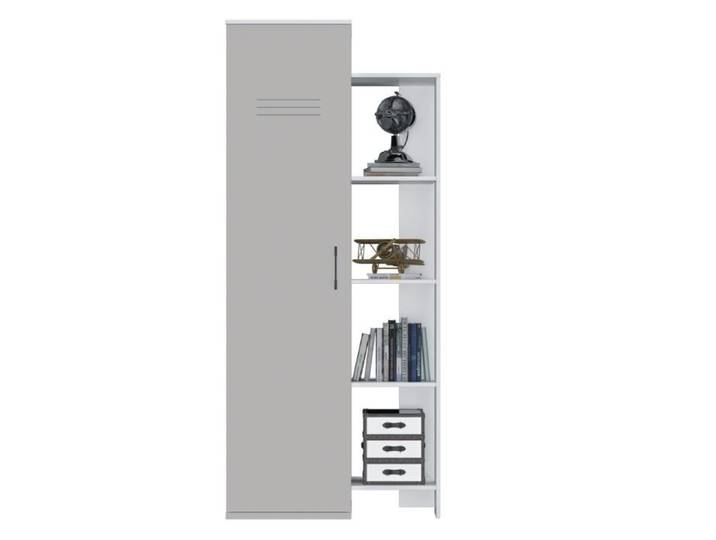 Bibliothèque UGO - Colonne 1 porte 1 - Décor Gris - GAMI - L:86 P:42 H:200