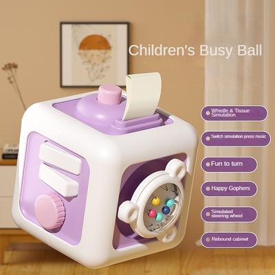 Uplifted Trends Montessori Sensory Busy Board Fidget Educational Toy For Toddlers Baby Skill Development Cube For Boys And Girls new Purple