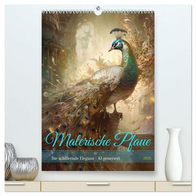 Malerische Pfaue (hochwertiger Premium Wandkalender 2026 DIN A2 hoch), Kunstdruck in Hochglanz