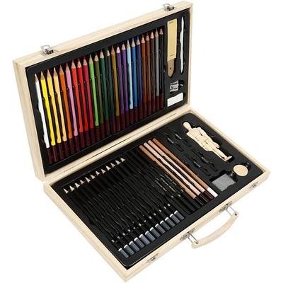 Creativ Company Zeichen-/Malstifte, Kohle und Pastellkreiden Skizzen-/Zeichen-Set, Sortierte Farben, 1 Stk