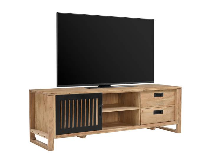 Meuble TV massif Avaio Acacia massif verni Beige/Marron 160 x 50 x 40cm