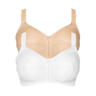 Bügelloser BH LISCA "2er Pack BH ohne Bügel Mirelas", Damen, Gr. 80, Cup C, bunt (beige weiß), Obermaterial: 55% Polyamid PA. 25% Elasthan EL. 20% Baumwolle CO., BHs