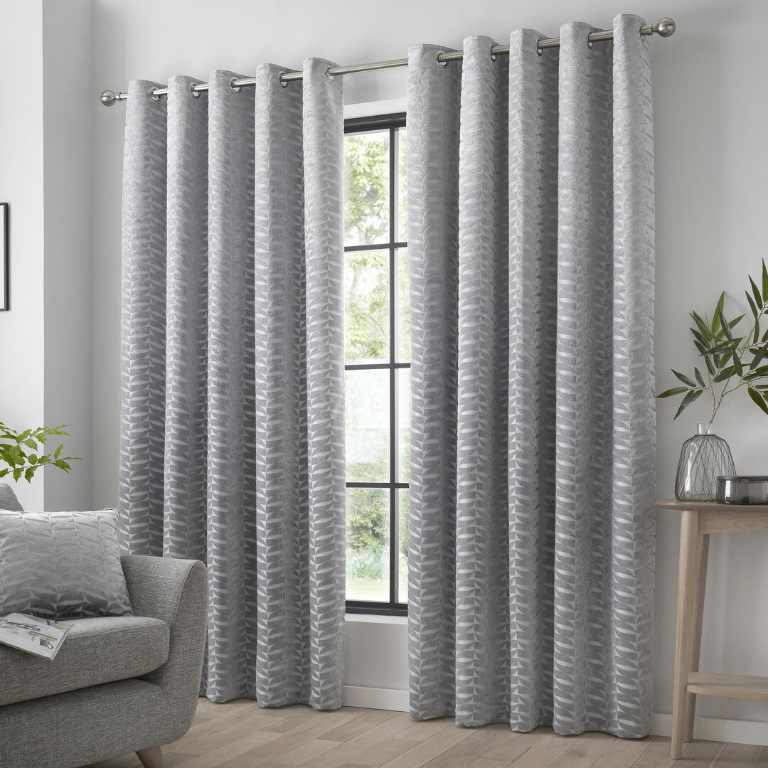 Curtina Kendal Room Darkening Curtain Pair Silver Width 229 x Drop 183 cm