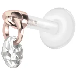 PTFE Labret mit Innengewinde + Titan-Aufsatz RUNDER KRISTALL