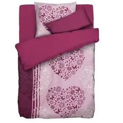 SOFT WAVE Wendebettwäsche Ornament-Herzen Mikrofaser Seersucker Einzelbett, 4tlg.