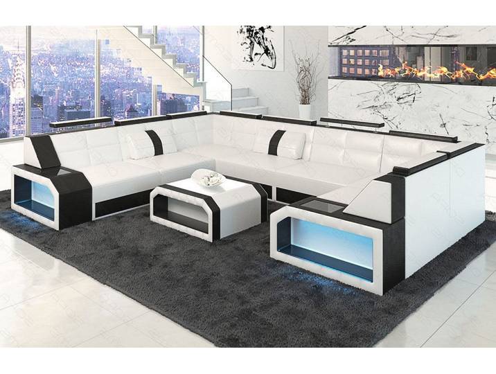 Wohnlandschaft Pesaro U-Form aus Leder