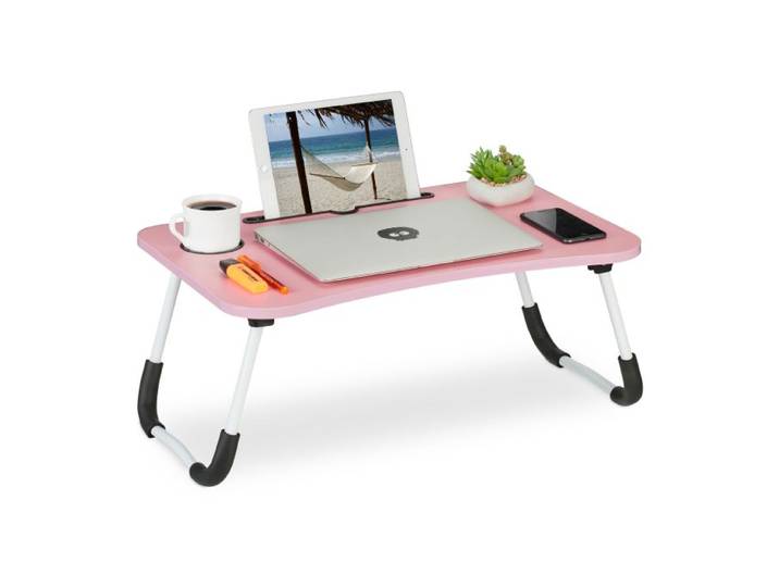 Relaxdays Laptoptisch mit Tablet- & Getränkehalter