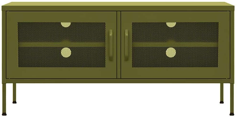 vidaXL Meuble TV Vert olive 105x35x50 cm Acier
