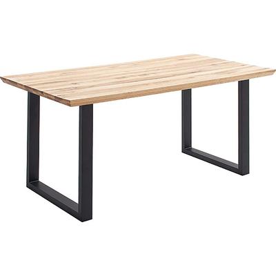 Esstisch MCA LIVING "Palais Esstisch", beige (naturfarben, schwarz, naturfarben), B:160cm H:77cm T:90cm, Zerreiche, durchgehende Lamelle, Tische, Esstisch, durchgehende Lamelle aufgedoppelt