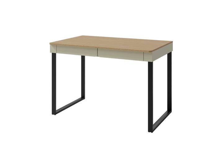 Beautysofa - Schreibtisch 125 cm, Moderner Computertisch mit 2 Schubladen, Arbeitstisch mi Stauraum, schwarze Metallbeinen, Bürotisch, Eukalyptus LICO