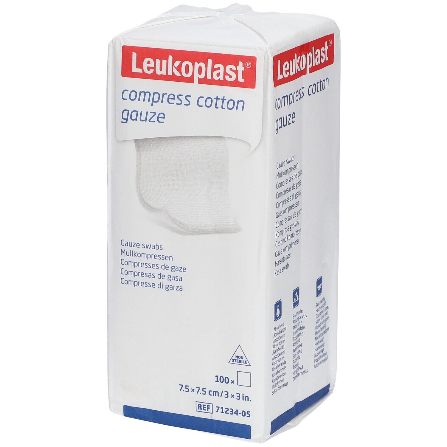 Leukoplast compress Cotton Gauze 7,5x7,5cm unst12f 100 St Kompressen
