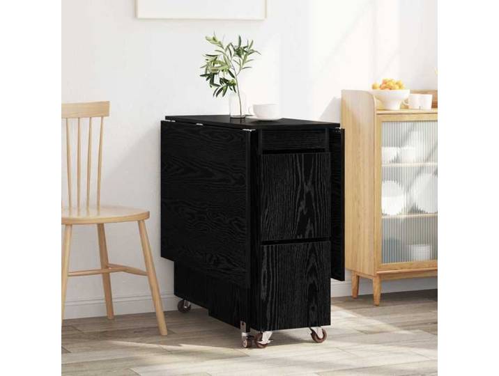 Table à dîner - UU - Bois d'ingénierie - Chêne noir - Table extensible - 140x80x77 cm quv62r