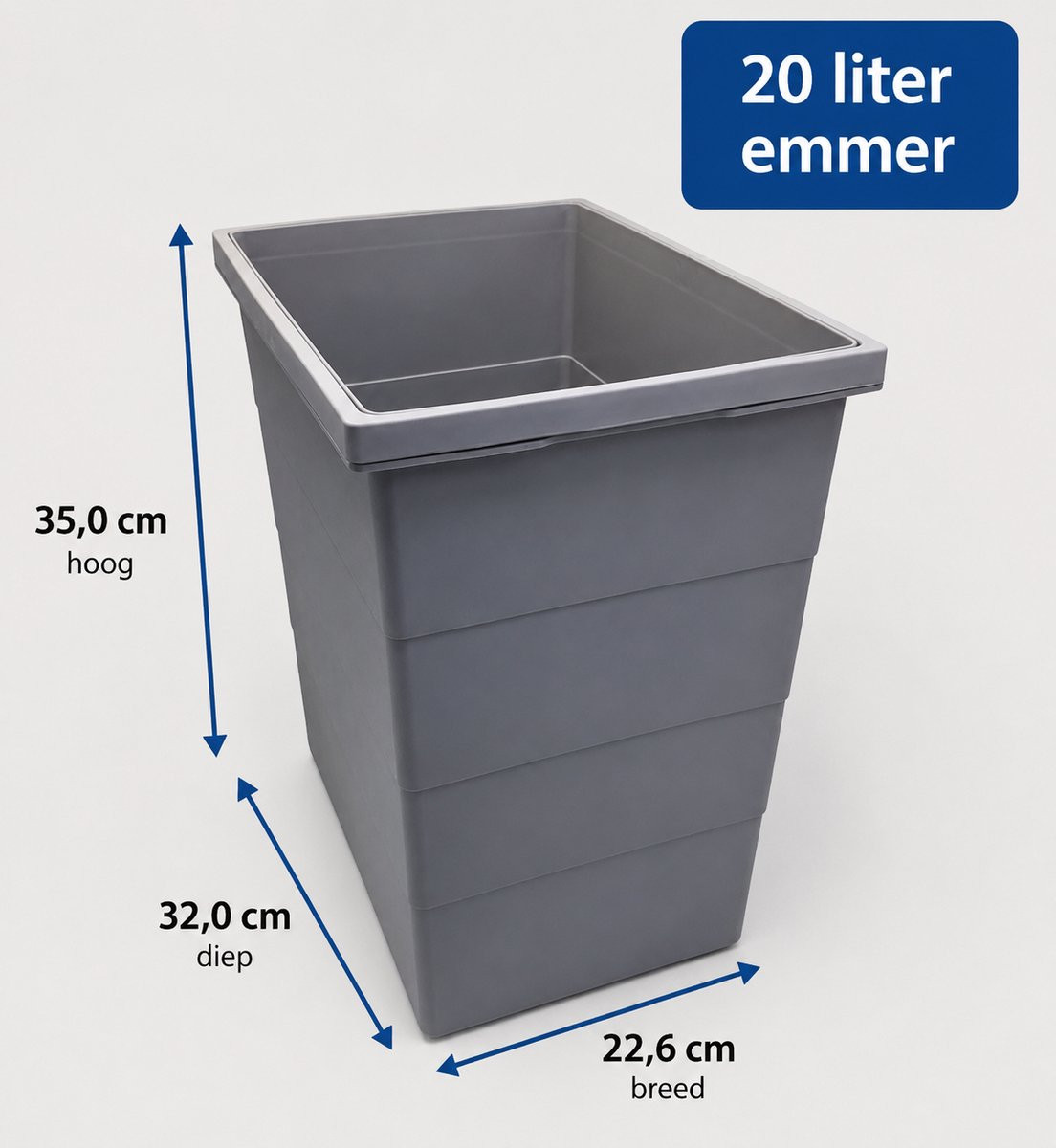 Hailo Inbouwemmer 20 liter grijs