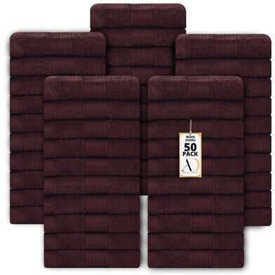 Ample Decor Highly Absorbent Cotton Plush Washcloths 12x12 Inch - 50 Pcs