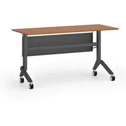 Mobiler Schreibtisch PRIMO MOVE, 140x60 cm, schwarzes Metallgestell, Kirschbaum