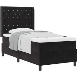 vidaXL, Boxspringbett, Boxspringbett Mit Matratze Samt Schwarz (90 x 200 cm)