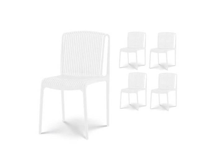 Lot de 4 chaises de Jardin ou Terrasse Blanches en Résine Polypropylène