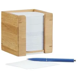 relaxdays Zettelbox Bambus braun, 10.5x10.5x10.5 cm