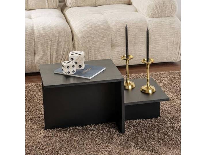Dmora Couchtisch Cantello 80x40x40h cm Schwarz mit Ablage