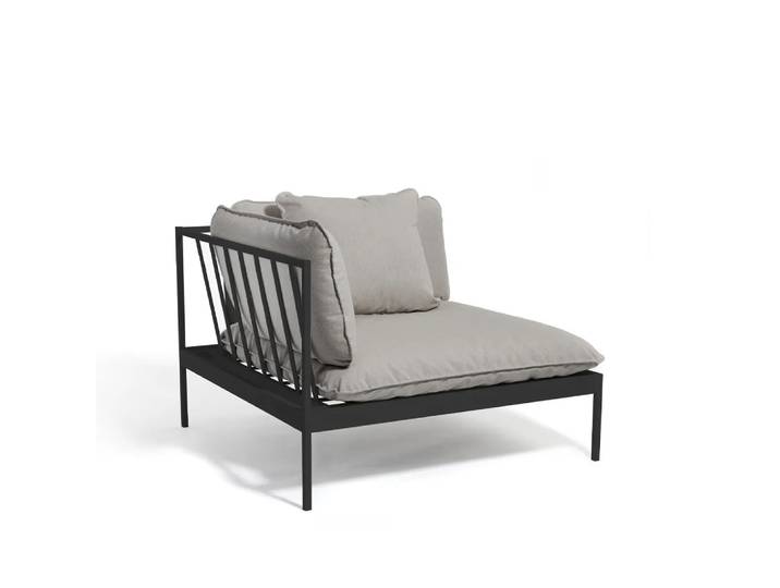 Skargaarden Bönan Modulsofa Fiord 551 beige, Eckteil, Aluminiumrahmen dunkelgrau