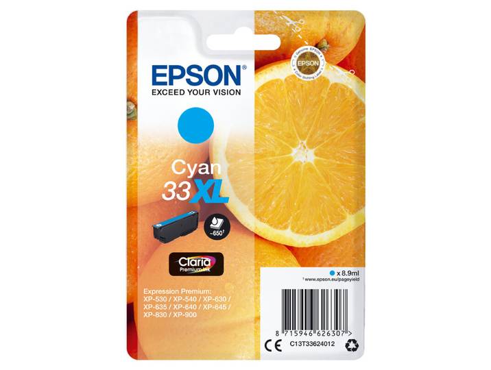 Epson Oranges singlepack cyaan 33XL Claria Premium inkt