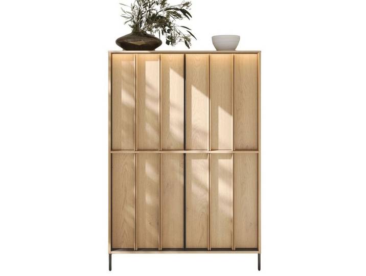 Compleo Kommode Hochkommode mit 4 Türen LUNARO, Farbe: Eiche Vincenza