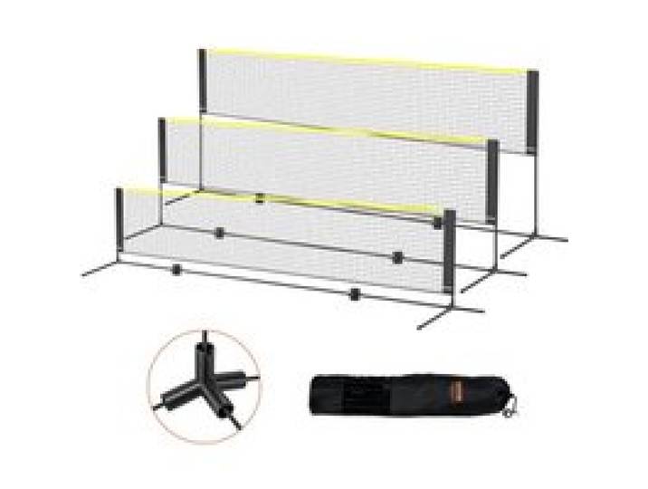 VEVOR Badmintonnetz, höhenverstellbares Volleyballnetz, 420 x 155 x 103 cm Faltbares Pickleballnetz, Tragbares Tennisnetz-Set mit Stangen, Ständer und Tragetasche, im Garten, Drinnen & Draußen