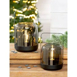 Windlicht Bright Silber LED Glas 24cm