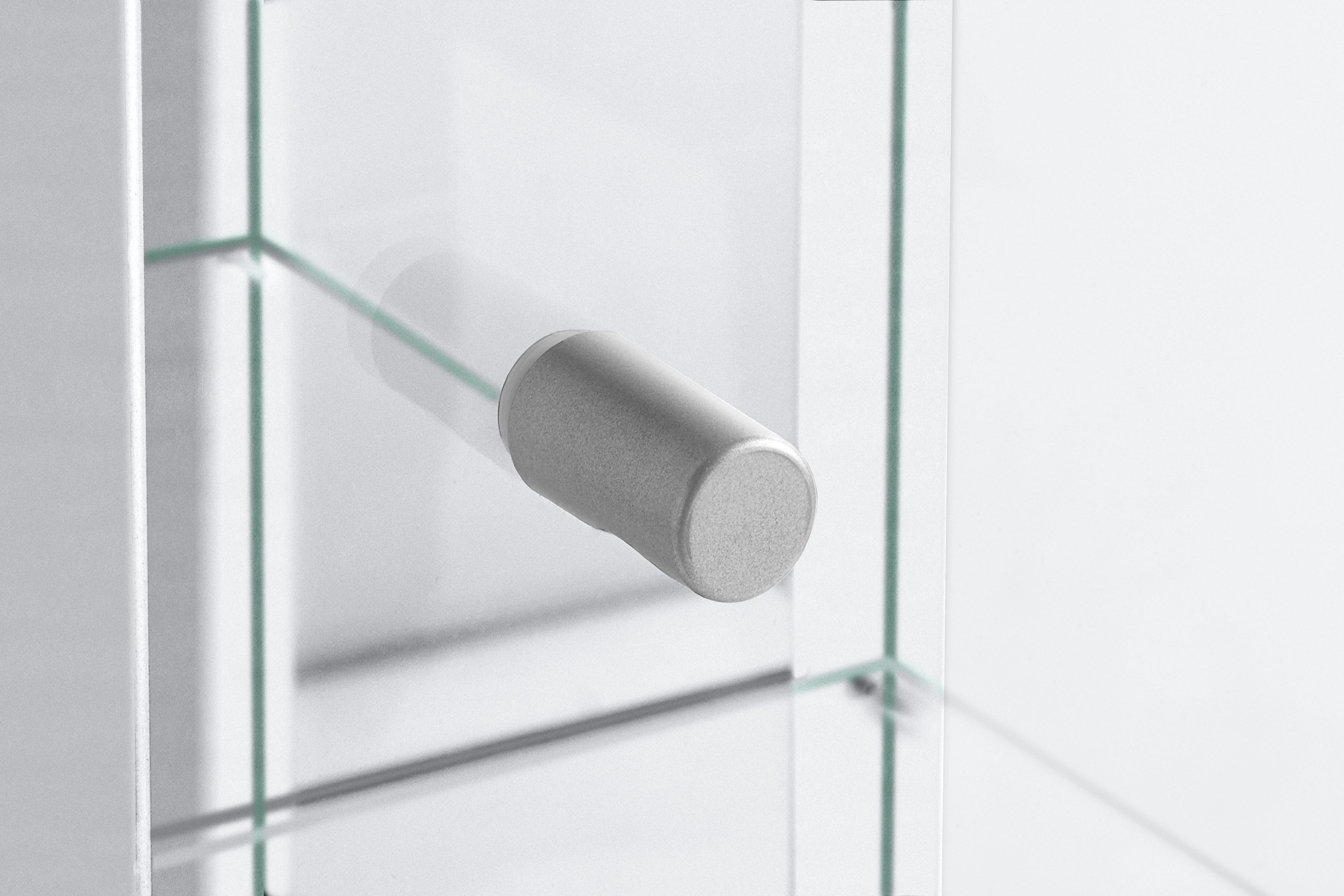 Vitrine FIF MÖBEL "OPTIMA", silber (silberfarben), Holzwerkstoff, Sicherheitsglas ESG, Schränke, Vitrine, Standvitrine/Glasvitrine 1x Glastür,perfekt für Sammler,Sammlervitrine
