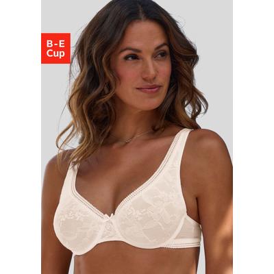 T-Shirt-BH, Damen, Gr. 80, Cup D, schwarz-weiß (creme, schwarz), Mesh, Spitze, Obermaterial: 88% Polyamid, 12% Elasthan, PETITE FLEUR BY LASCANA, BHs T-Shirt-BH, mit Bügel im günstigen Doppelpack
