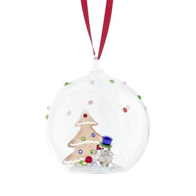 Dekohänger SWAROVSKI "Kristallfigur Sammelfigur Weihnachtskugel", gold (kristallweiß, rot, grün, blau, goldfarben, weiß, schwarz), Dekohänger, Baumwolle, Kristallglas, Swarovski Kristall