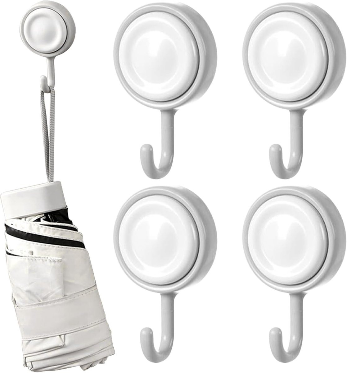 Set van 4 zelfklevende draaibare wandhaken in neutrale kleuren voor optimaal ruimtebeheer