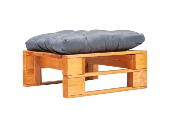 Paletten-Ottomane mit Kissen, Grau Holz Honigbraun, Abnehmbares Kissen, Couchtisch-Nutzung, witterungsbeständig, pflegeleicht, einfache Montage, Naturholz