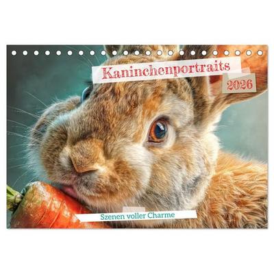 Kaninchenportraits – Szenen voller Charme (Tischkalender 2026 DIN A5 quer), CALVENDO Monatskalender