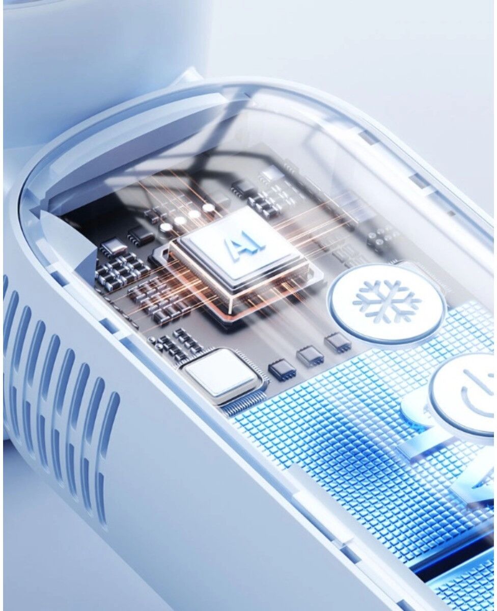 INF Handheld Ice-Grip Kühlventilator – 4000mAh Akku, ICE Superconductor Cooling mit Eis-Keramikplatte, LED-Anzeige, tragbares Blau