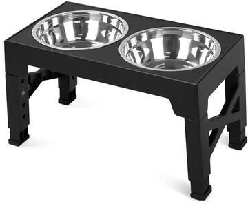 Uplift Essentials Adjustable Elevated Dog Feeder Multi Height Raised Stand With Double Stainless Steel Bowls dog Bowls